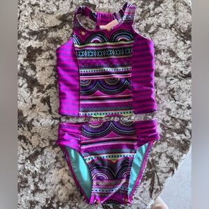 Cat & Jack Pink and Teal Patterned Swimsuit